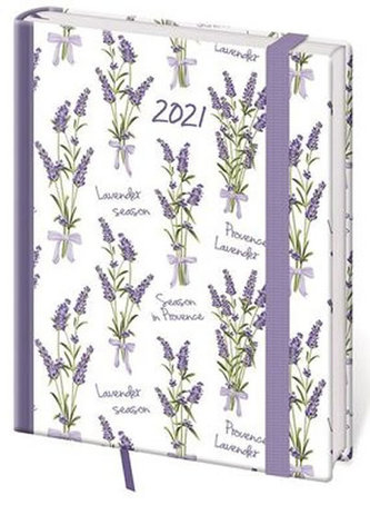 Diář 2021: Vario Lavender, B6 denní, 120x165, s gumičkou