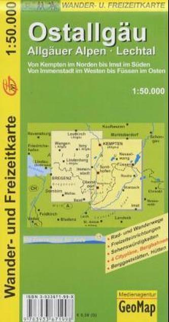 GeoMap Karte Ostallgäu, Allgäuer Alpen, Lechtal