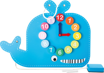 Small Foot Didaktivní tabule s hodinami velryba