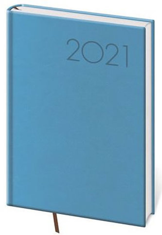 Diář 2021: Print světle modrá, A5 denní, 145x205