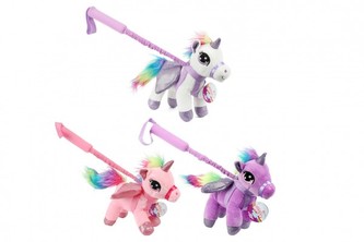 Jednorožec/Kůň s nastavitelnou tyčkou plyš 20x20cm 3 barvy 18m+