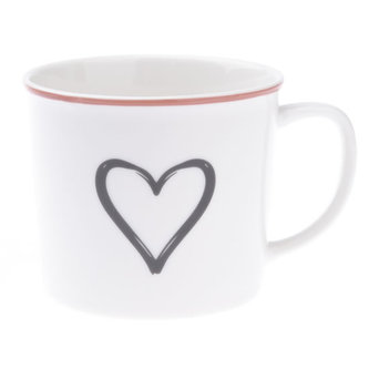 Porcelánový hrnek s tmavým srdíčkem 370 ml