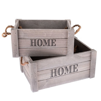 Sada dřevěných bedýnek Home - šedá 2 ks