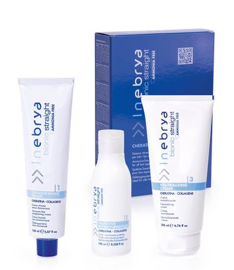 Inebrya Bionic narovnávací systém ve 3 krocích – Rovnací krém 150 ml, Ochranný restructing fluid 100 ml, Neutralizační krém 200 ml W
