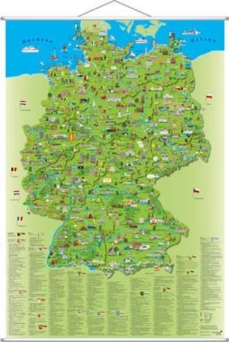 Erlebnis illustrierte Deutschlandkarte, Planokarte, Metall-beleistet