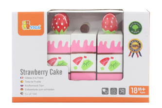 Dřevěné krájení -  jahodový dort