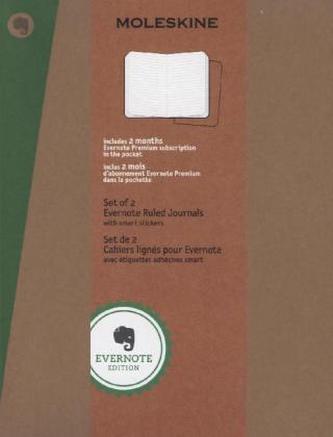 Moleskine Evernote Notizbuch, Extra Large, liniert, soft cover, Kraft/Natur, 2er-Set