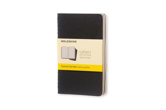 Moleskine Cahier A6, kariert, schwarz, 3er-Set