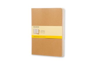 Moleskine Cahier XL, kariert, Kraft/Natur, 3er-Set