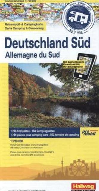 Promobil Reisemobil- & Campingkarte Deutschland Süd. Promobil Carte Camping & Caravaning Allemage du Sud. Promobil Camping- & Ca