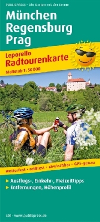 PublicPress Leporello Radtourenkarte München - Regensburg - Prag