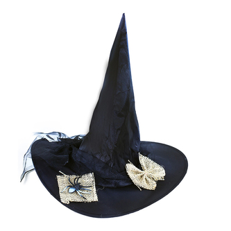 Klobouk čarodějnický s pavoukem a mašlí pro dospělé