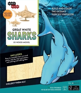 IncrediBuilds: Great White Sharks 3D Wood Model