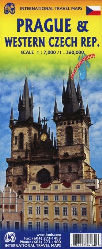 International Travel Map ITM Stadtplan Prague Western Czech Rep.