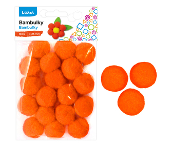 Bambulky oranžové, 18ks 25mm LUMA