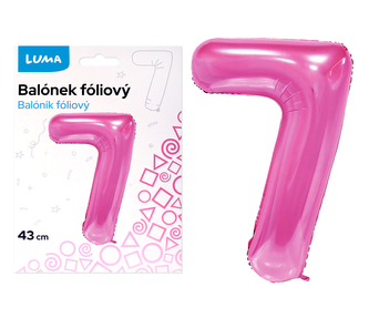 Balónek foliový  č. 7  RŮŽOVÝ 40cm LUMA