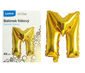 Balónek foliový  \"M\" ZLATÝ LUMA