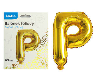 Balónek foliový  \"P\" ZLATÝ LUMA
