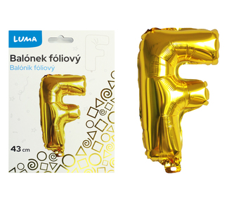 Balónek foliový  \"F\" ZLATÝ LUMA