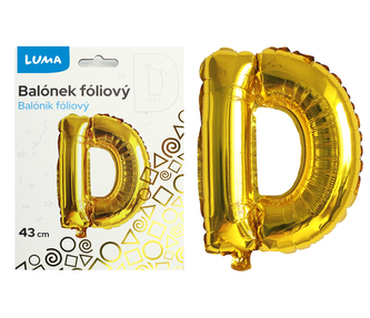 Balónek foliový  \"D\" ZLATÝ LUMA