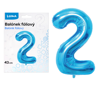 Balónek foliový  č. 2  MODRÝ 40cm LUMA