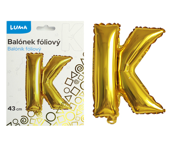Balónek foliový  \"K\" ZLATÝ LUMA