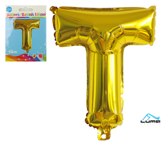 Balónek foliový  \"T\" ZLATÝ LUMA