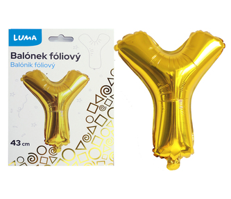 Balónek foliový  \"Y\" ZLATÝ LUMA
