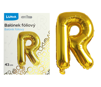 Balónek foliový  \"R\" ZLATÝ LUMA