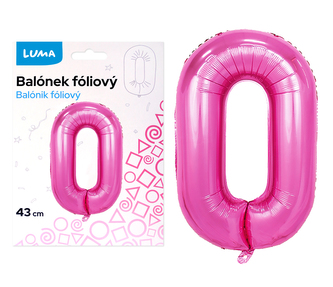 Balónek foliový  č. 0  RŮŽOVÝ 40cm LUMA