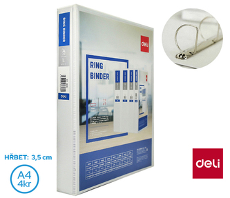 Pořadač A4/35mm 4 kroužkový \"D\" 20mm DELI E5612N