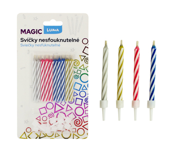 Svíčka 10ks, MAGIC nesfouknutelná LUMA