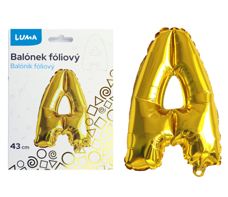 Balónek foliový  \"A\" ZLATÝ LUMA