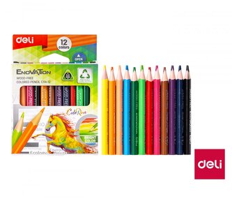 Pastelky DELI trojhranné ColoRun  12 barev mini EC00400