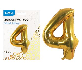 Balónek foliový  č. 4  ZLATÝ 40cm LUMA