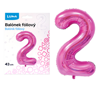 Balónek foliový  č. 2  RŮŽOVÝ 40cm LUMA