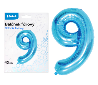 Balónek foliový  č. 9  MODRÝ 40cm LUMA