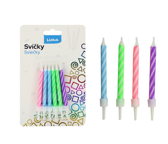 Svíčka 12ks, SPIRÁLA barevná LUMA