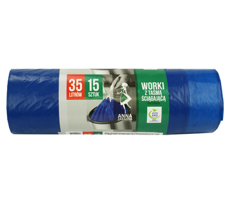 Pytel do koše  35l, 15ks Supersilné, černý se zatahovacím páskem