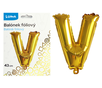 Balónek foliový  \"V\" ZLATÝ LUMA