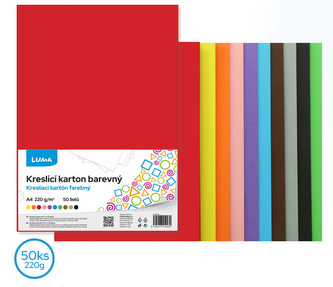 Kreslící karton barevný A4, 50ks LUMA