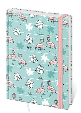 Diář 2021 A5 LYRA denní s gumičkou L356 Flamingo