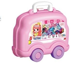 Qman Build N Learn 2905 Stavební box autíčko růžové