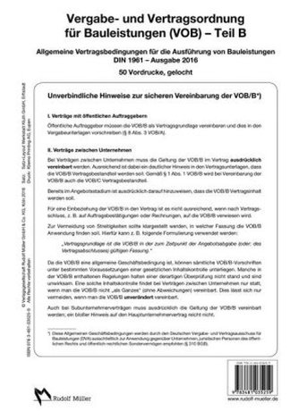 Vergabe- und Vertragsordnung für Bauleistungen (VOB) Teil B - Vordrucke Ausgabe 2016
