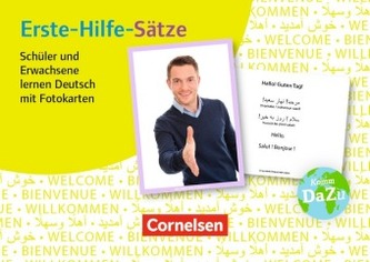 Erste-Hilfe-Sätze: Schüler und Erwachsene lernen Deutsch mit Fotokarten