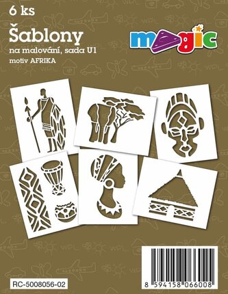 Papírové šablony MAGIC, 11 x 14cm, 6ks, sada U1 - Afrika