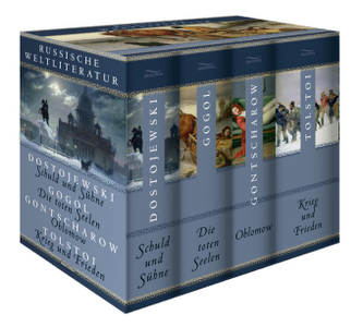 Russische Weltliteratur: Schuld und Sühne - Die toten Seelen - Oblomow - Krieg und Frieden, 4 Bde.