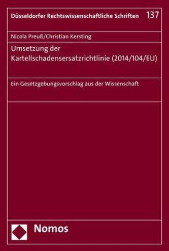 Umsetzung der Kartellschadensersatzrichtlinie (2014/104/EU)