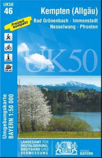 Topographische Karte Bayern Kempten-Allgäu
