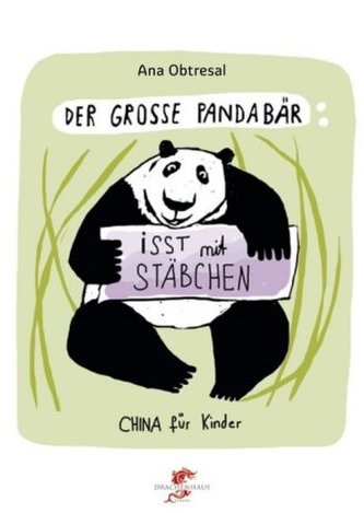 Der große Panda isst mit Stäbchen